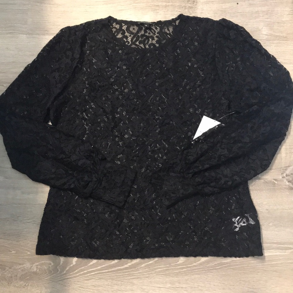 Stella & Dot black lace blouse